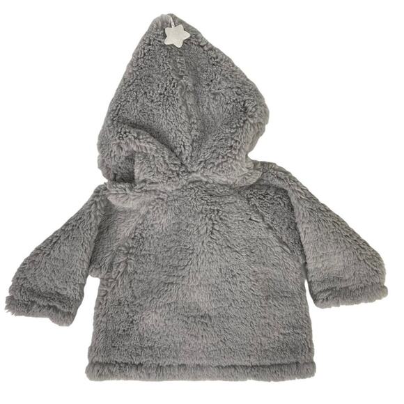 Souris Mini Faux Fur Baby Hooded Jacket with Star Charm Size 9M in Gray - Picture 9 of 15